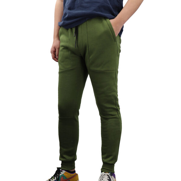 Men's Fleece Slim Trackpant Sport Joggers w Zipped Pockets Gym Casucal Trousers  Olive  S