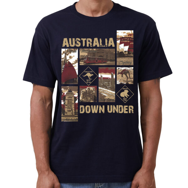 100% Cotton Australia Down Under Souvenir T-Shirt Unisex Adult Iconic Tee Top  Navy  2XL