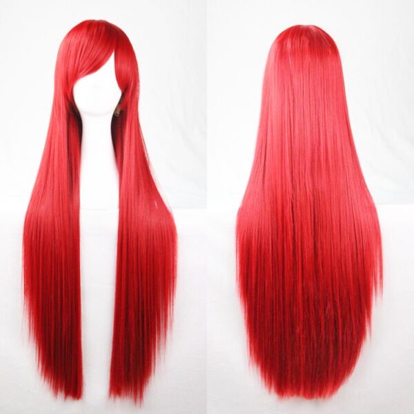 New 80cm Straight Sleek Long Full Hair Wigs w Side Bangs Cosplay Costume Womens  Red