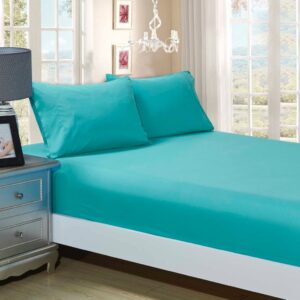 1000TC Ultra Soft Fitted Sheet & 2 Pillowcases Set - Double Size Bed - Teal