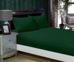 1000TC Ultra Soft Fitted Sheet & 2 Pillowcases Set - Double Size Bed - Dark Green