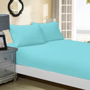 1000TC Ultra Soft Fitted Sheet & 2 Pillowcases Set - King Size Bed - Aqua