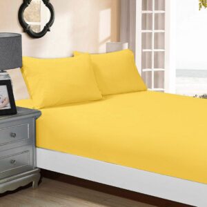 1000TC Ultra Soft Fitted Sheet & 2 Pillowcases Set - King Size Bed - Yellow