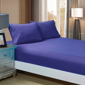 1000TC Ultra Soft Fitted Sheet & Pillowcase Set - King Single Size Bed - Royal Blue