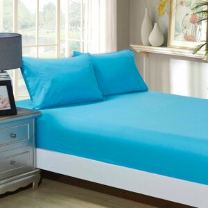 1000TC Ultra Soft Fitted Sheet & Pillowcase Set - King Single Size Bed - Light Blue