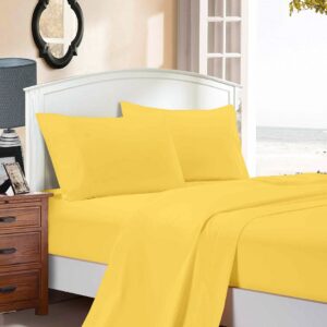 1000TC Ultra Soft Single Size Bed Yellow Flat & Fitted Sheet Set