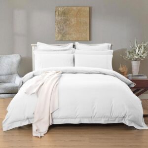 1000TC Tailored Double Size White Duvet Quilt Cover Set