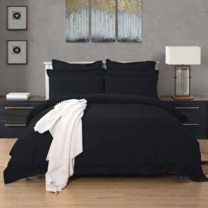 1000TC Tailored Double Size Black Duvet Quilt Cover Set