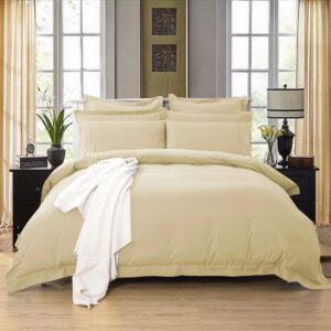 1000TC Tailored Double Size Yellow Cream Duvet Quilt Cover Set