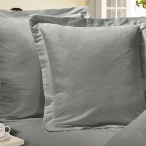 1000TC Premium Ultra Soft European Pillowcases 2-Pack Grey