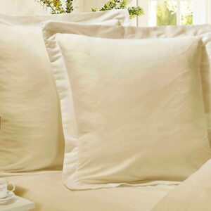 1000TC Premium Ultra Soft European Pillowcases 2-Pack Yellow Cream