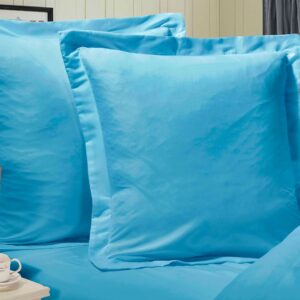 1000TC Premium Ultra Soft European Pillowcases 2-Pack Light Blue