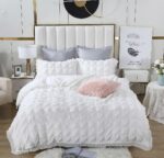 Ruffles Textured Jacquard King Size white Duvet Quilt Cover Set