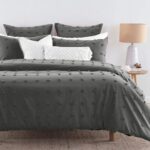 Tufted Dot Jacquard King Size Grey Duvet Quilt Cover Set