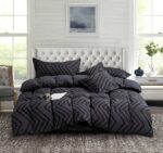 Tufted Boho Wave Jacquard Queen Size Black Duvet Quilt Cover Set