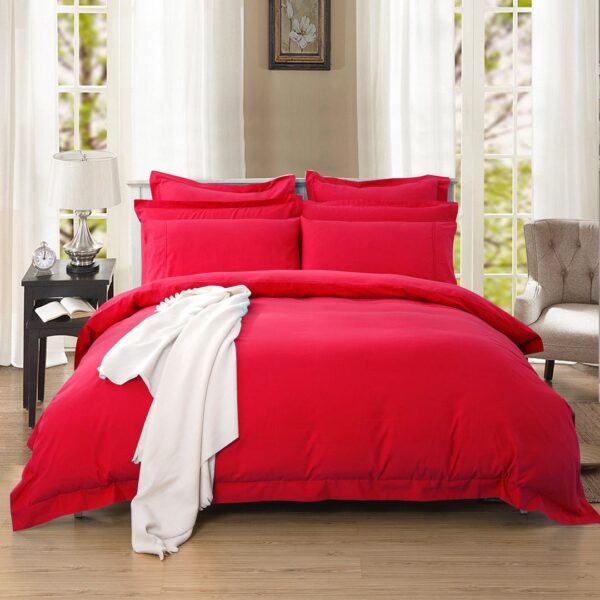 1000TC Tailored King Size Red Duvet Quilt Cover Set