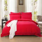 1000TC Tailored King Single Size Red Duvet Quilt Cover Set