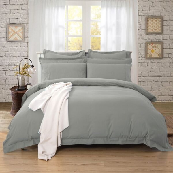 1000TC Tailored King Single Size Grey Duvet Quilt Cover Set