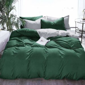 1000TC Reversible King Size Green and Grey Duvet Quilt Cover Set