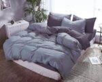 1000TC Reversible Queen Size Grey Duvet Quilt Cover Set