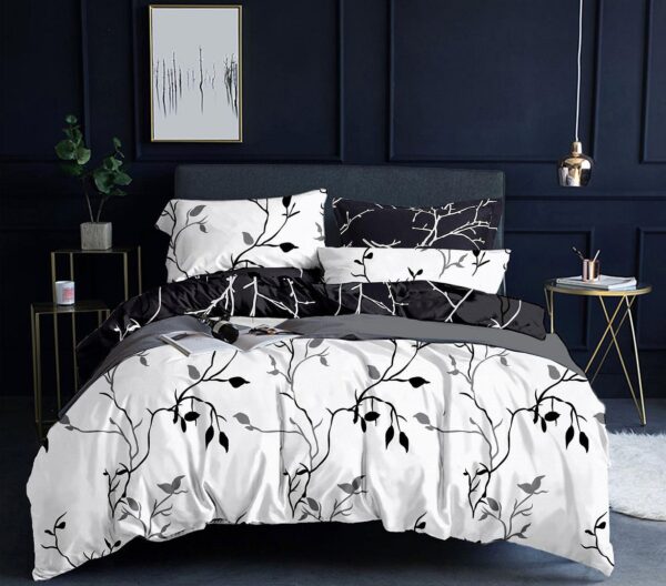 Tree Reversible Double Size White Duvet Quilt Cover Set