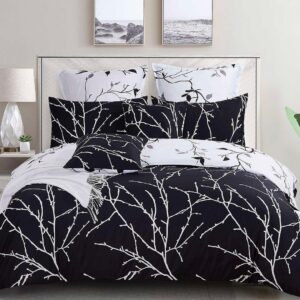 Tree Reversible Double Size Quilt/Duvet Cover Set - Black