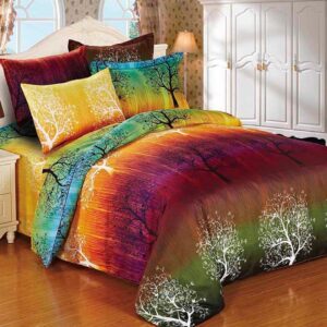 Rainbow Tree King Size Bed Quilt/Duvet Cover Set