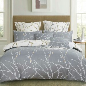 Tree Reversible King Size Grey Duvet Quilt Cover Set