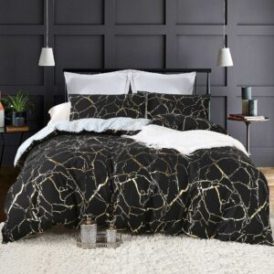 Reversible Design King Size Black Duvet Quilt Cover Set