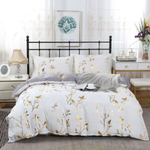 Reversible Design King Size White Duvet Quilt Cover Set