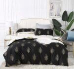 Reversible Design King Size Black Gold Duvet Quilt Cover Set