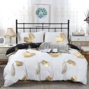 Reversible Design Leaves King Size Bed Quilt/Duvet Cover Set