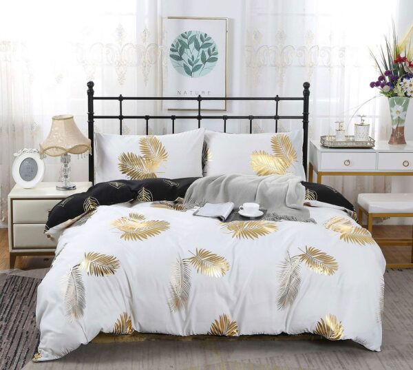 Reversible Design Leaves King Size Bed Quilt/Duvet Cover Set