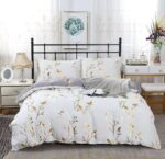 Reversible Design Queen Size White Duvet Quilt Cover Set