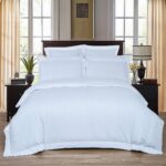 1000TC Ultra Soft Striped Queen Size White Duvet Quilt Cover Set