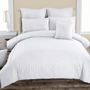 Seersucker Double Size White Duvet Quilt Cover Set