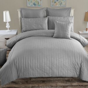 Seersucker Double Size Grey Duvet Quilt Cover Set