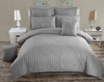 Seersucker King Size Grey Duvet Quilt Cover Set