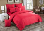 Seersucker Super King Size Quilt/Duvet Cover Set - Red