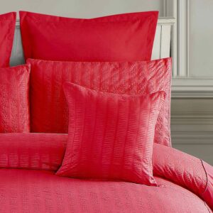 1000TC Premium Ultra Soft Seersucker Cushion Covers - 2 Pack - Red