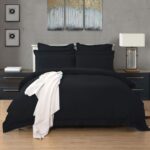 1000TC Tailored Queen Size Black Duvet Quilt Cover Set