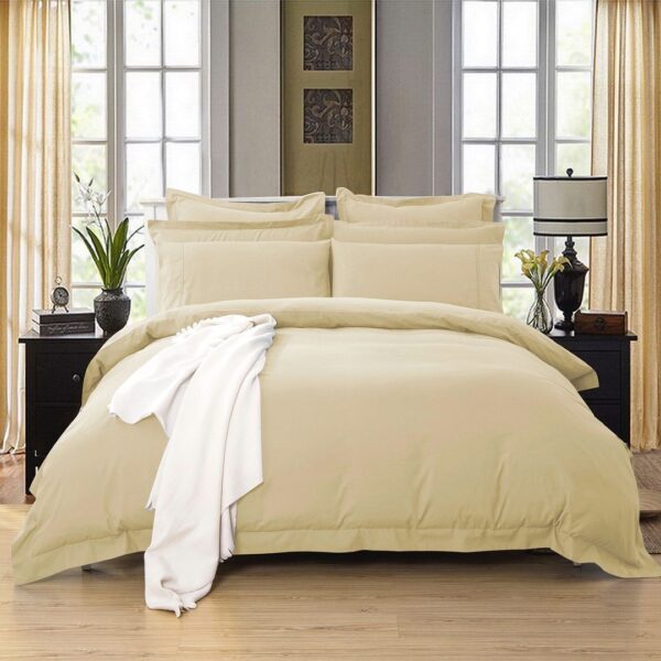 1000TC Tailored Super King Size Yellow Cream Duvet Quilt Cover Set