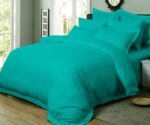 1000TC Ultra Soft Striped King Size Teal Duvet Quilt Cover Set