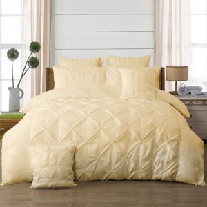 Diamond Pintuck Double Size Quilt/Duvet Cover Set - Beige