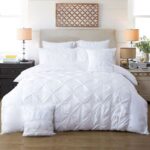 Diamond Pintuck King Size White Duvet Quilt Cover Set