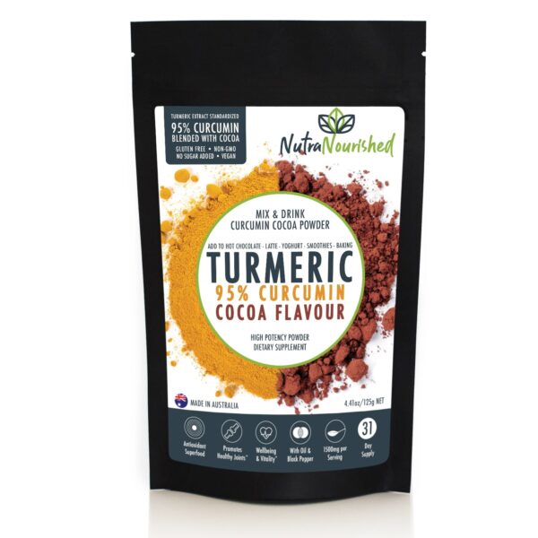 95% Organic Curcumin Extract Cocoa Flavour - Turmeric Powder With Black Pepper - Organic and with Black Pepper