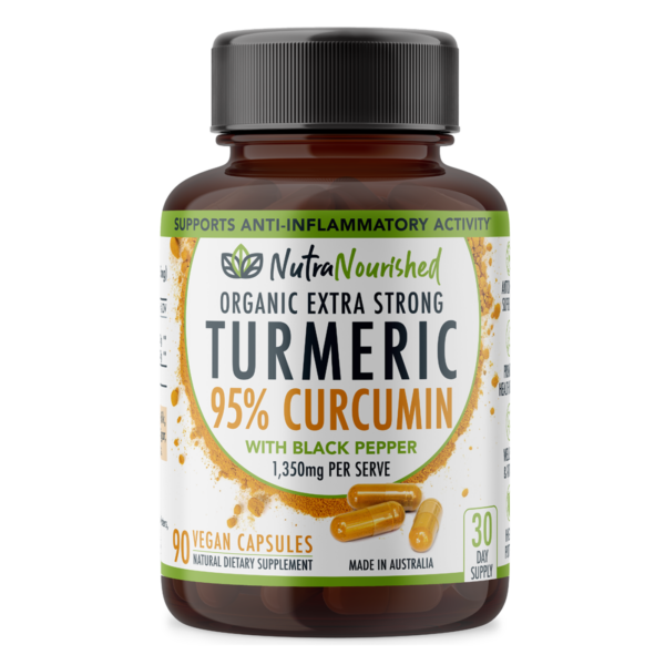 Curcumin Tablets - 95% Pure Organic Vegan - Turmeric Extract Buffered with Black Pepper (1 350mg)