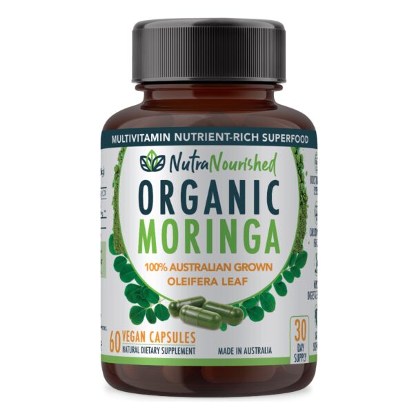 Organic Pure Moringa Leaf Capsules   60 Vegan Capsules