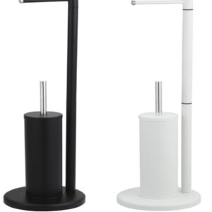 Toilet Brush & Paper Roll Holder Set Black