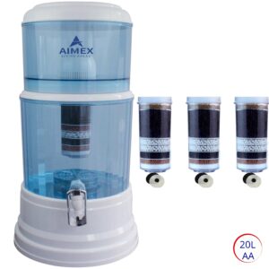 Aimex 20L Benchtop Water Purifier Dispenser Maifan Stone with 3 X 8 Stage Fluoride Filters